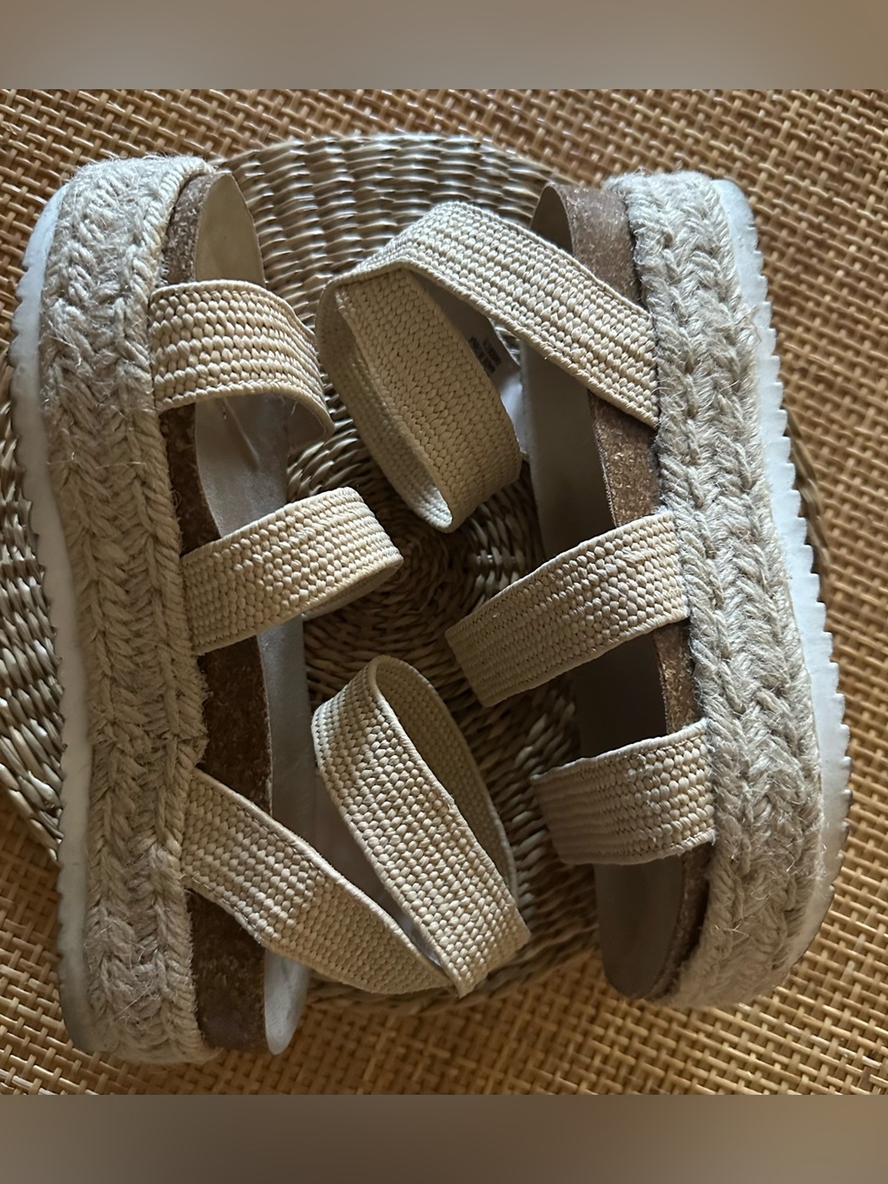 Esprit Cream Woven Espadrille Platform Sandals - Picture 4 of 6